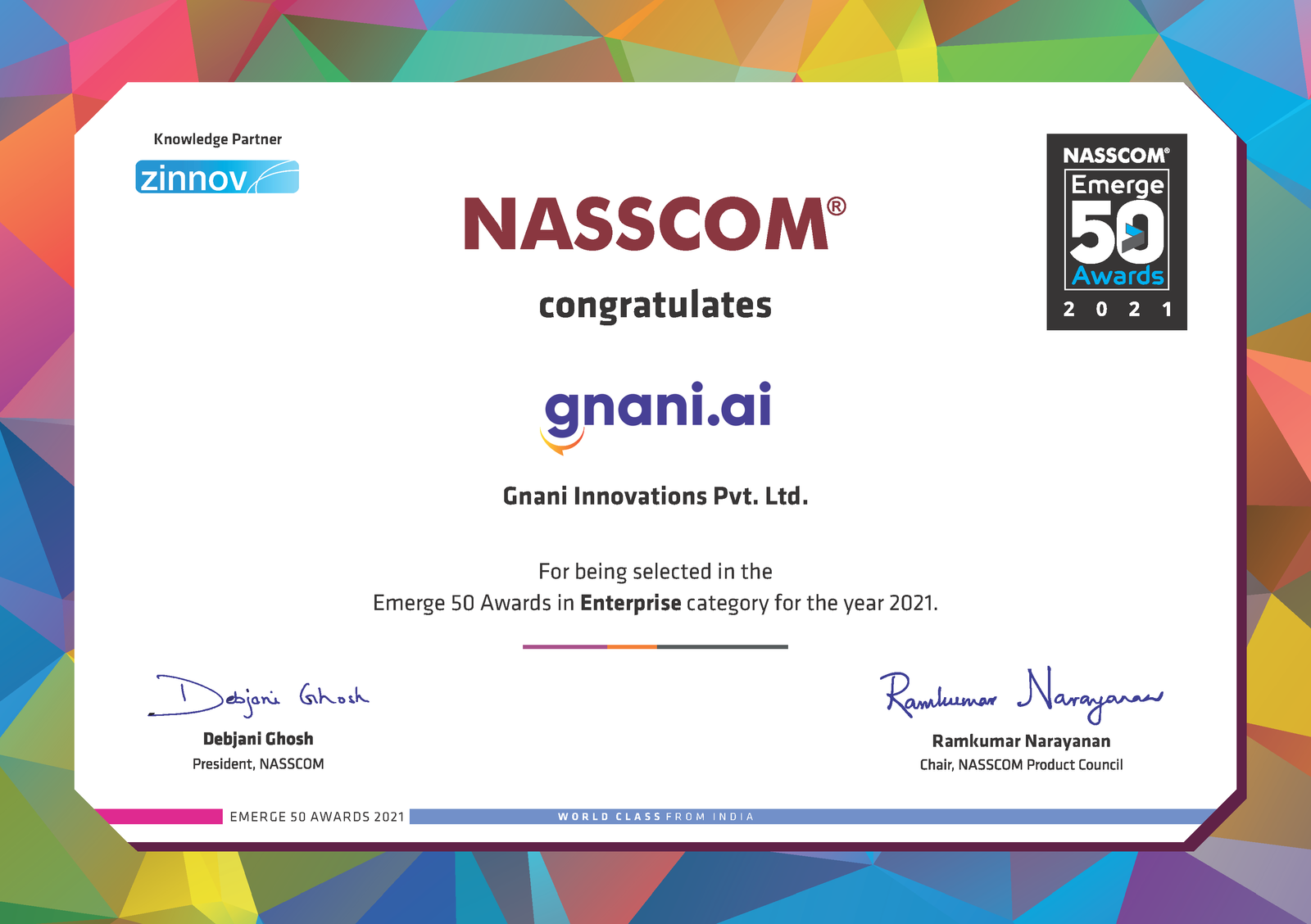 Gnani.ai NASSCOM Emerge50 2021